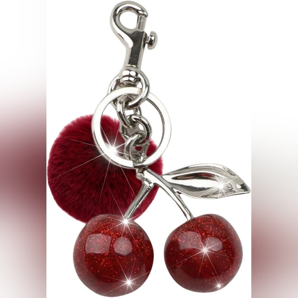 KEYCHAIN CHERRY N FAUX FUR
